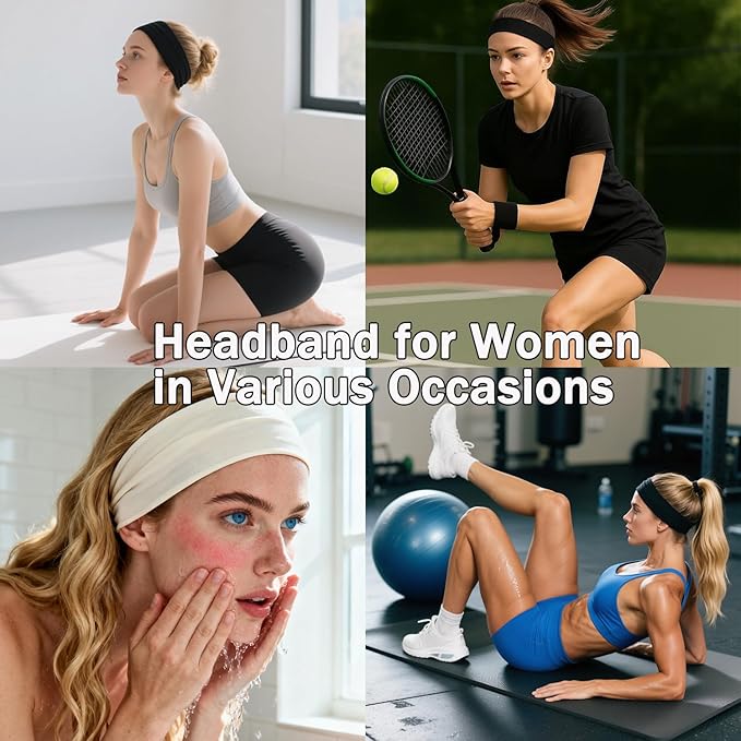 XTREND 6 Pcs Women's Headbands Twisted Cross Elastic Head Bands Yoga Workout Hairbands Non-Slip Sweat Soft Headband Solid Color Simple Versatile Hair Accessory Head Band