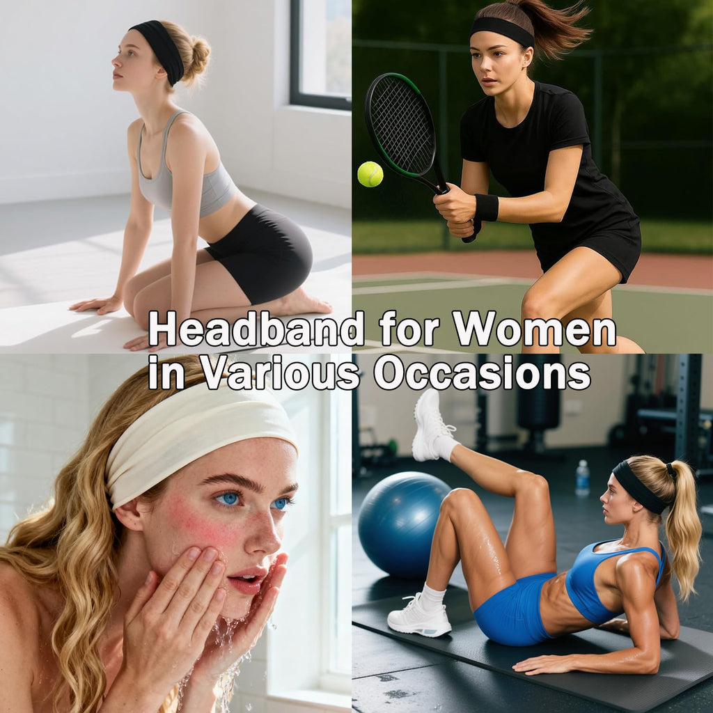 XTREND 6 Pcs Women's Headbands Twisted Cross Elastic Head Bands Yoga Workout Hairbands Non-Slip Sweat Soft Headband Solid Color Simple Versatile Hair Accessory Head Band
