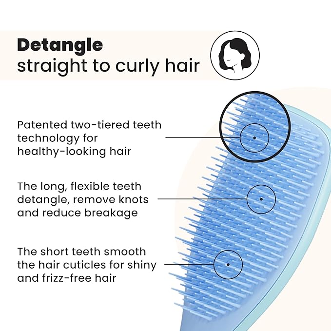 Tangle Teezer Ultimate Detangler Brush, Straight to Wavy, Denim Blues