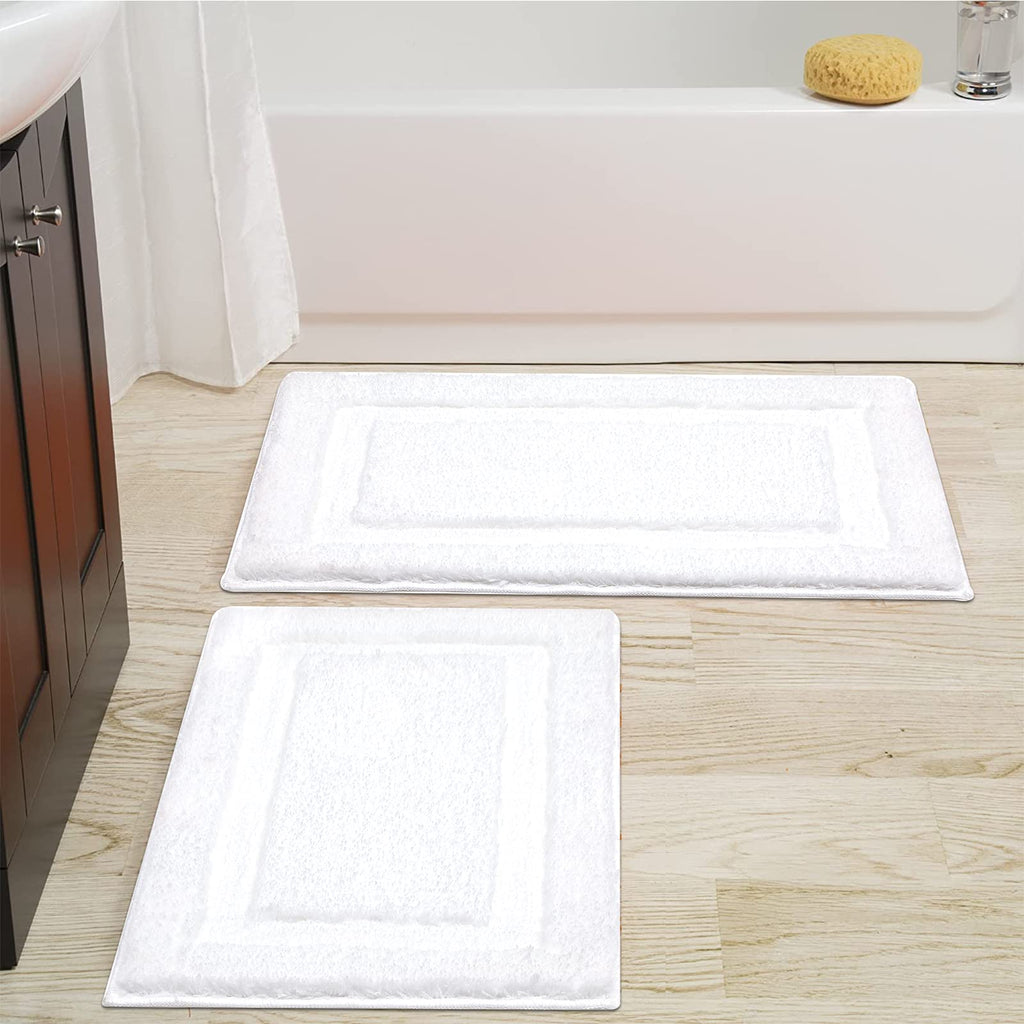 SHACOS Soft Microfiber White Bathroom Rugs Sets 2 Pieces 32x20 inch
