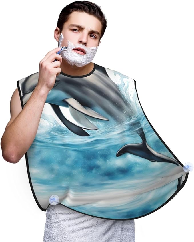 Pinks Cherry Blossoms Print Beard Bib Shaving Apron, Beard Hair Trimming Cape Gift For Dad