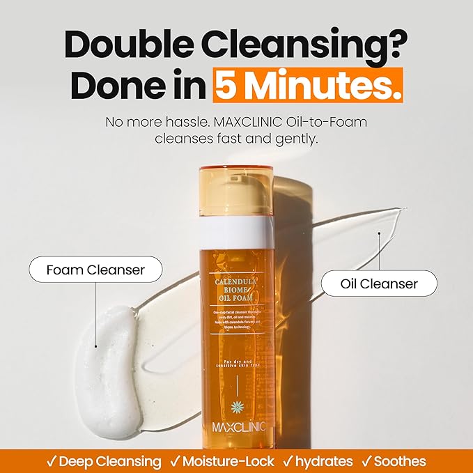 [K-Beauty] Calendula Biome Oil to Foam - All-in-One Korean Face Wash Oil-Based Foaming Facial Cleanser - Soothing & Moisturizing Care - Gentle Makeup Deep Cleansing Oil for Dry Skin Types 3.88 fl oz