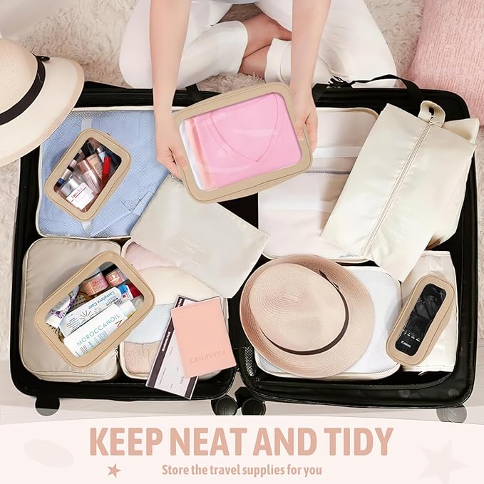 YOPCDJ 5PCS Diaper Bag Organizer Pouch Set, TSA Approved Toiletry Bag，Clear Waterproof TPU Makeup Bag Set Travel Organizer Bags for Women and Kids