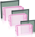 Boao 6 Pieces Mesh Makeup Bags Mesh Cosmetic Bag Portable Travel Organizing Zipper Pouch Toiletries Makeup Pouches for Home Office Travel Accessories (Green and Pink)