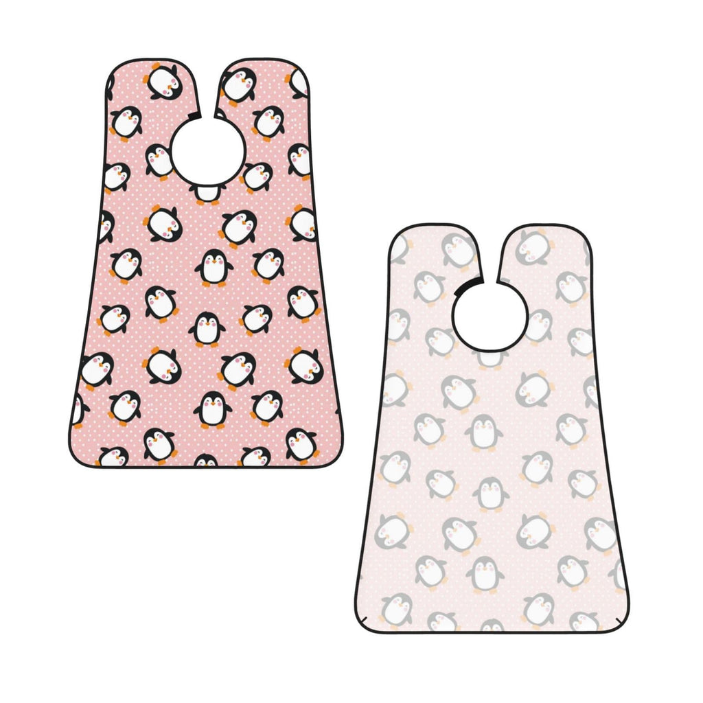 Adjustable Beard Bib, Non-Stick Hair Catcher Cape for Men's Shaving, Waterproof with 2 Suction Cups, Pink Polka Dots Cute Animals Cartoon Penguin Shave Bib