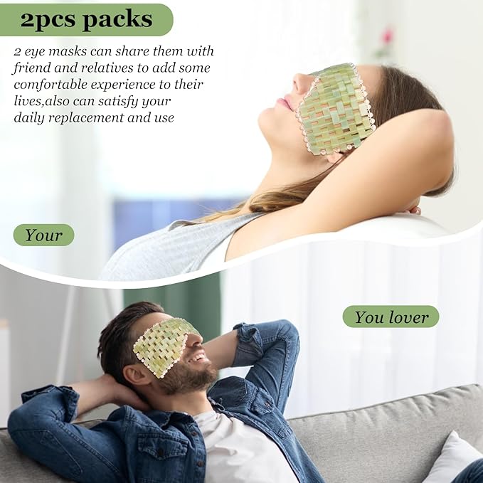 LazyGa Jade Eye Mask, Facial Cooling Mask with 100% Real Jade for Hot & Cold Therapy to Reduce Wrinkles, Puffiness, Migraines, and Anti-Aging