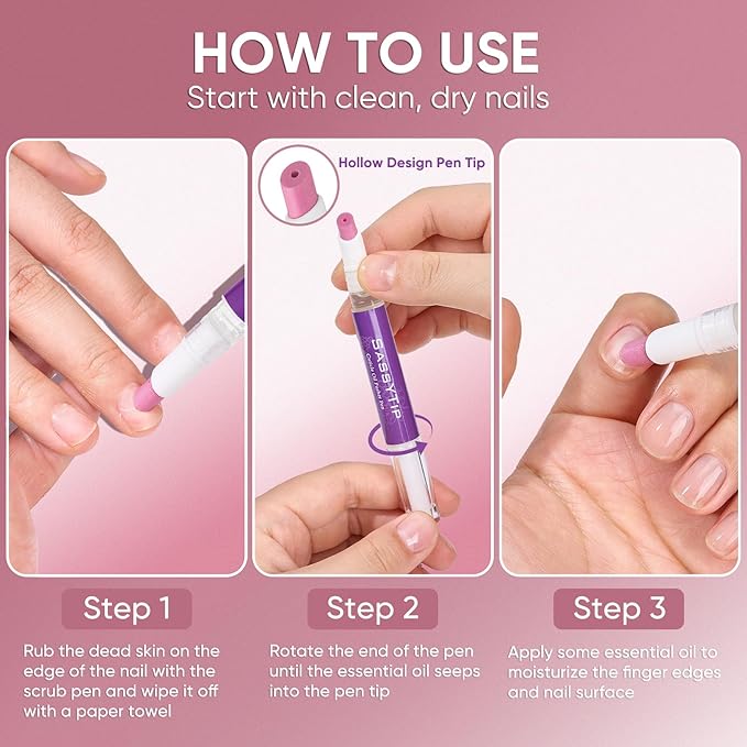 SASSYTIP Ceramic Cuticle Pusher & Oil Pen, 2ml Grape + Fragrance Free Scented Nail Care Pen, Gentle Cuticle Remover for Dry & Damaged Nails, Moisturize Strengthen Brighten (Grape3.0&Beige3.0)