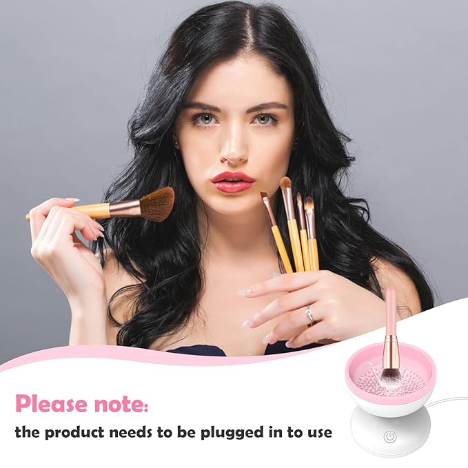 Luxiv Electric Makeup Brush Cleaner, Automatic Brush Washer Machine, Pink