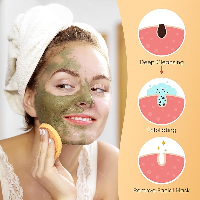 50-Count Compressed, GAINWELL Cellulose, 100% Natural Cosmetic Spa Sponge for Facial Cleansing, Exfoliating Mask, Makeup Removal
