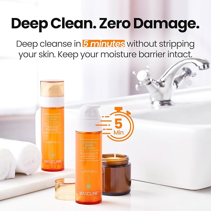 [K-Beauty] Calendula Biome Oil to Foam - All-in-One Korean Face Wash Oil-Based Foaming Facial Cleanser - Soothing & Moisturizing Care - Gentle Makeup Deep Cleansing Oil for Dry Skin Types 3.88 fl oz