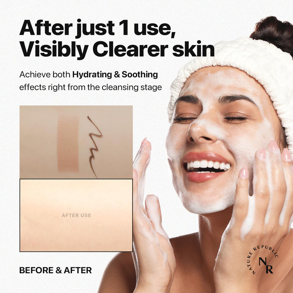 Nature Republic Mild & Moisture Aloe Vera Foam Cleanser | Hydrating Facial Cleanser, Gentle Makeup Remover & Pore Cleansing Face Wash, Korean Skincare for All Skin Types (150ml / 5.07 fl oz)