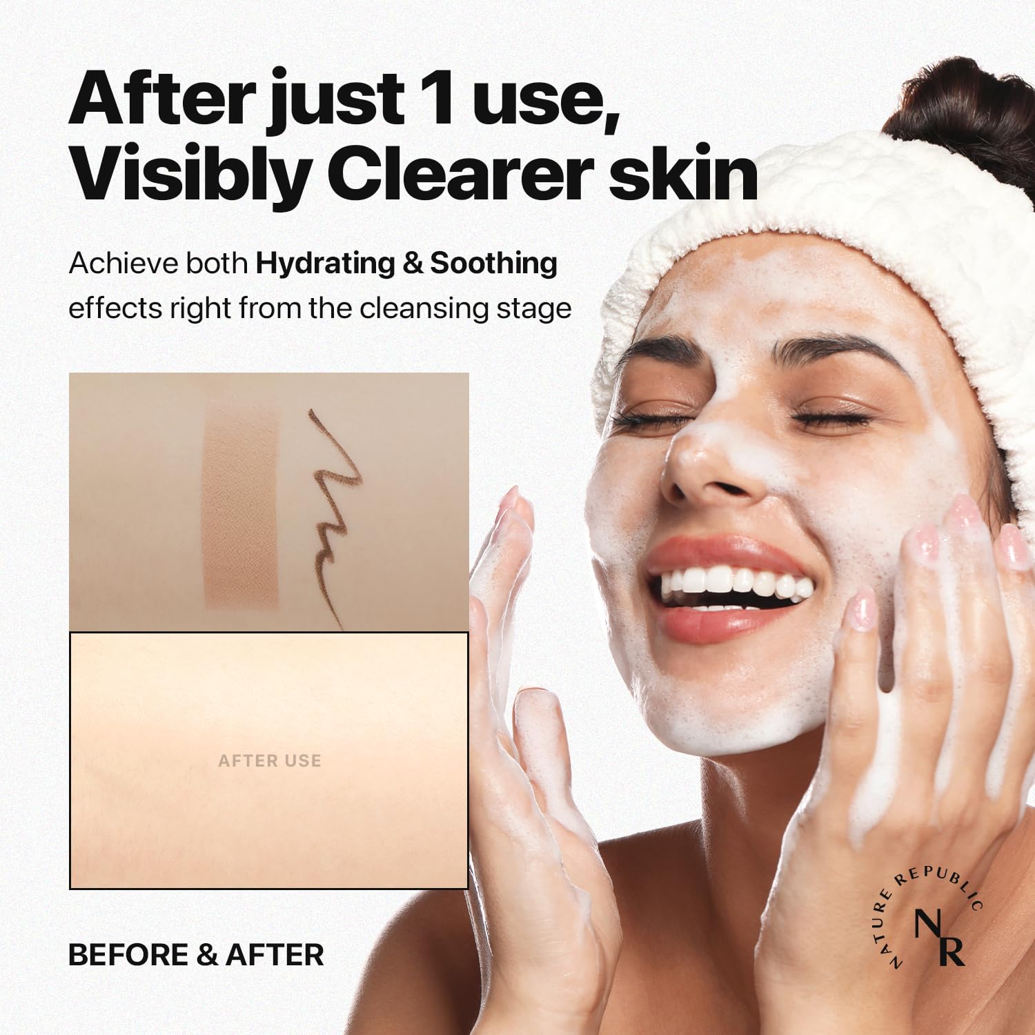 Nature Republic Mild & Moisture Aloe Vera Foam Cleanser | Hydrating Facial Cleanser, Gentle Makeup Remover & Pore Cleansing Face Wash, Korean Skincare for All Skin Types (150ml / 5.07 fl oz)