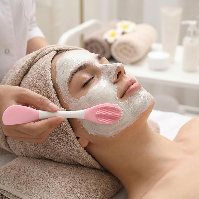 4 PCS Facial Cleansing Brush 2 in Silicone Face Scrubber Pore Brushs Face Scrub Brush for Exfoliating Massaging Remove Blackheads Applicator for Mud Makeup Skincare Removal Body Lotion DIY Mask Clay