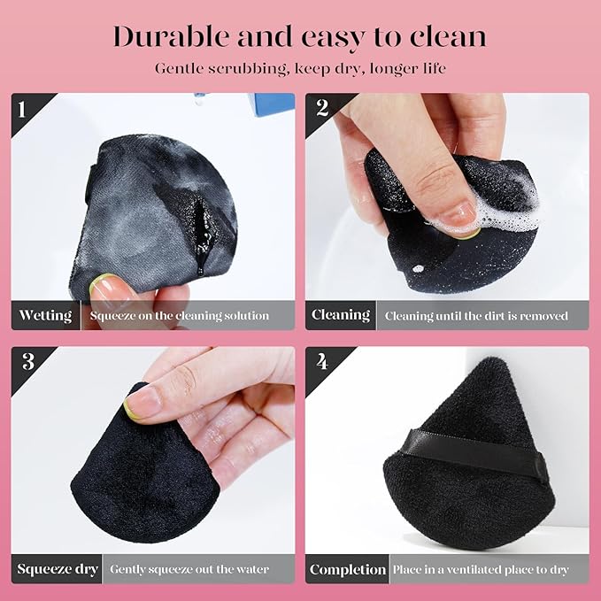 BEAKEY Powder Puff, 12pcs Face Triangle Powder Puffs for Loose & Foundation