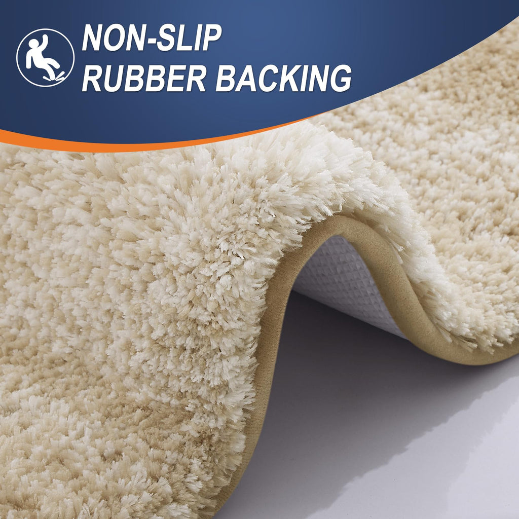 OLANLY Micorfiber Bathroom Rug Set 2 Piece, 24"x16"+U-Shaped 24"x20"