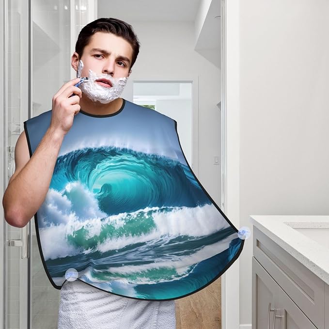Tahiti Beach Print Beard Bib Shaving Apron, Beard Hair Trimming Cape Gift For Dad