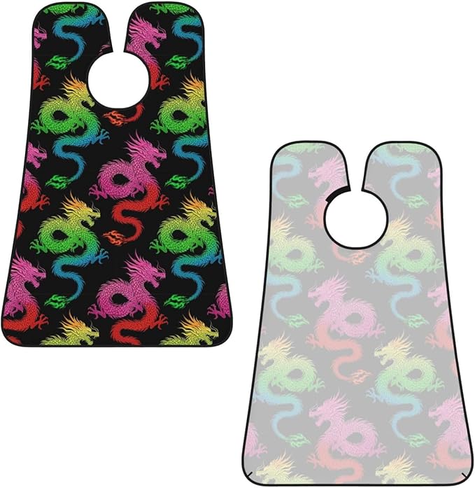 Men's Shaving Accessory Cool Fire Rainbow Dragon, Waterproof Beard Apron with Hair Catcher & Suction Cups