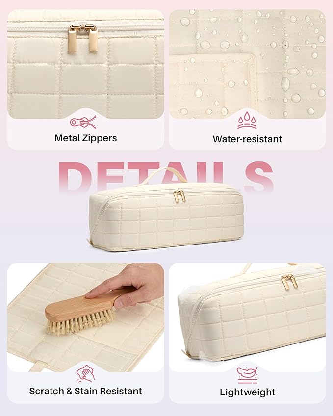 Noldena Hot Tools Travel Case with Heat Resistant Mat, Beige