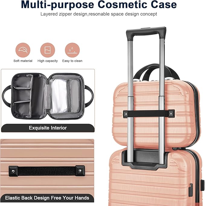 JZRTravel 14 inch Hard Shell Makeup Train Case Portable PC ABS Mini Suitcase for Organizer Cosmetics Makeup Brushes Toiletry
