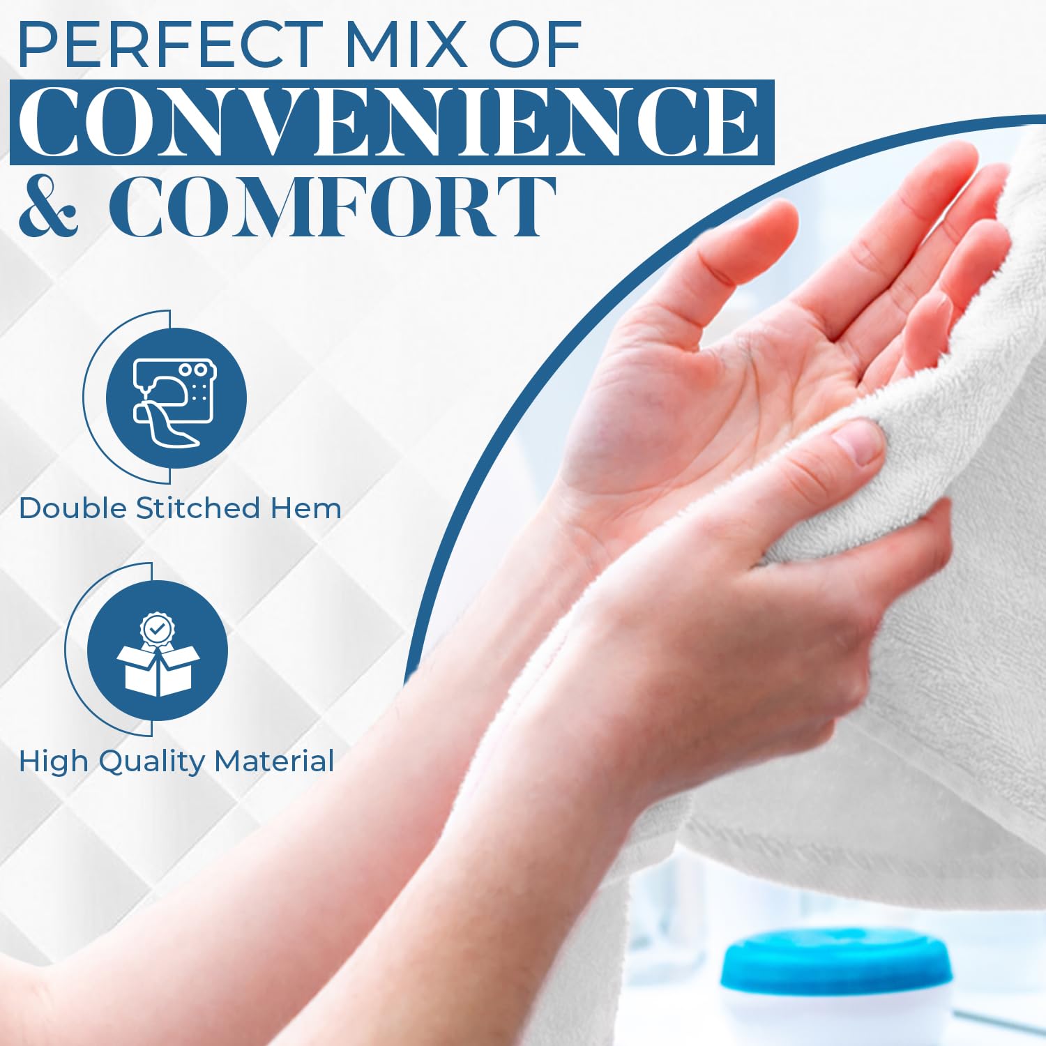 DAN RIVER 6-Pack Premium Hand Towels (16x28 Inches) - 100% Cotton, Ultra Soft, Lightweight, Highly Absorbent Towels for Bathroom, Spa, Gym, Salon, Hotel, and Travel - White