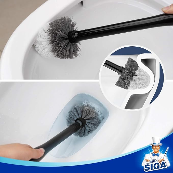 MR.SIGA Toilet Bowl Brush and Holder, Sturdy Long Handle, Black, 1 Pack