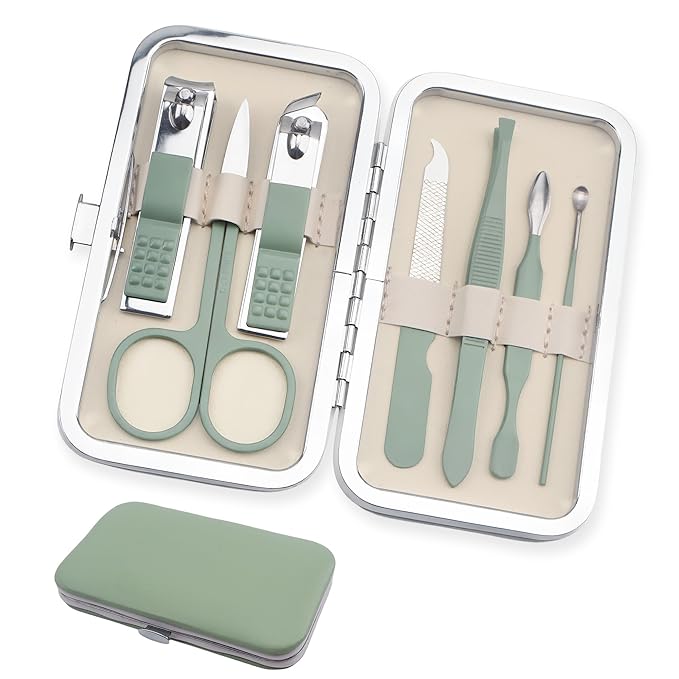 Manicure Set Stocking Stuffers for Men, Stocking Stuffers for Teens Manicure Kit Nail Clippers Kit Grooming Kit Pedicure Care Tool Christmas Gifts for Men Dad Birthday Gifts for Teen Boys Father Green