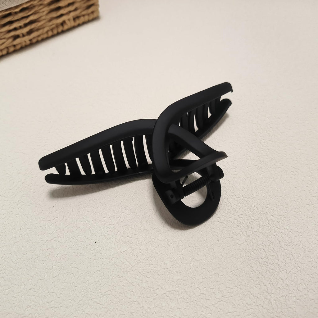 Nalodu 5 Inch Hair Claw Clips Extra Large No Slip Big Matte Jaw Clip for Long Curly Thick Hair Women, 4 Pack Black