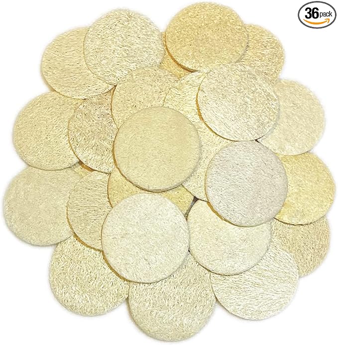 36 Pack Natural Loofah Sponge Exfoliating Face Pads - Facial Body Scrubbers Pad - When Bath Shower and Spa - Loofa Sponges Brush Scrub - Bulk Loofahs Scrubber - Cleansing Skin for Women and Men