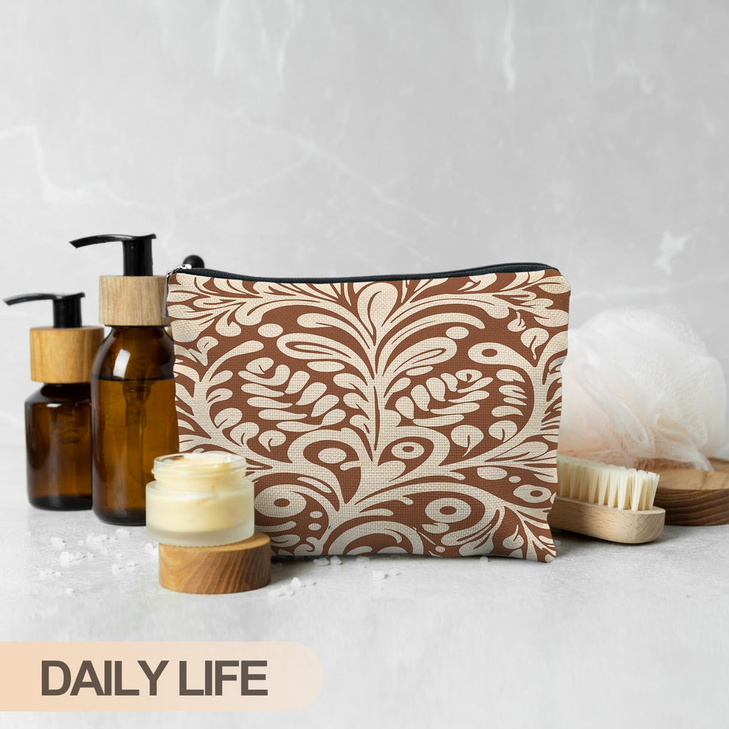 RYYCDOI Mexican Gifts for Women, Mexican Mom Gifts, Mexican Cosmetic Bag for Women, Vintage Mexican Talavera Art Makeup Bag, Retro Floral Makeup Pouch