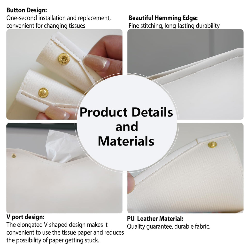 PaJiaNi Spring Floral Leather Tissue Box Cover Rectangle, Tulip Flower Toilet Paper Box Holder,Flower Decorative Facial Paper Case for Farmhouse Living Room Bathroom Kitchen Office Desk,9.8x5.9x5.9In