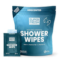 Super Fresh Shower Body Wipes, Travel Essentials for Camping, Large Unscented for Adults, Women, Men, Kids Personal Hygiene Cloth Enriched with Aloe and Vitamin E, Individually Wrapped 10 Pack