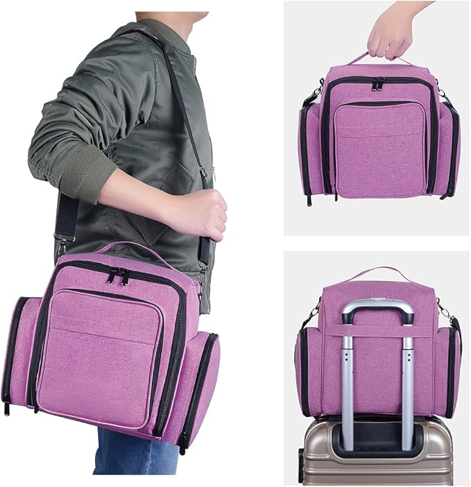 UOZL Nail Polish Organizer Case Hold 60 Bottle with 2 Detachable Bag,Purple