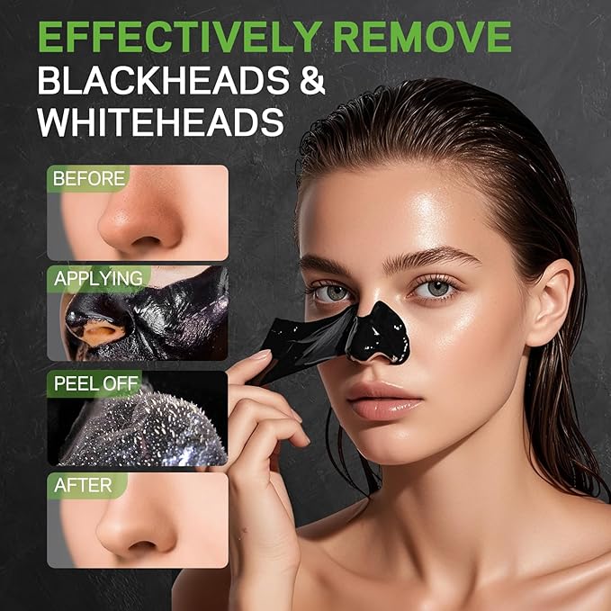 Blackhead Remover Mask, Charcoal Peel Off Face Mask Kit, (100g) Deep Pore Cleans,Oil Control, Blackheads Peel Off Black Mask for Men & Women – Includes Brush,Extractor Tool