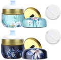 SHIMIDO Body Powder Puff and Container, 3.15" Portable Empty Body Powder Container for Baby Women's Loose Dusting Powder, Powder Case Box with Lids for Bath, Travel and Home Use (Dark&Big Flower)