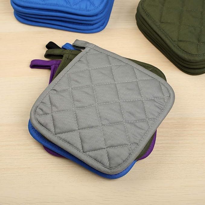 Lifaith 6 Pack Potholders Kitchen Pot Holders Set,Cotton Pot Holders for Kitchen 7 inch hot Pads,Heat Resistant Hot Pads for Cooking and Baking Dark Grey