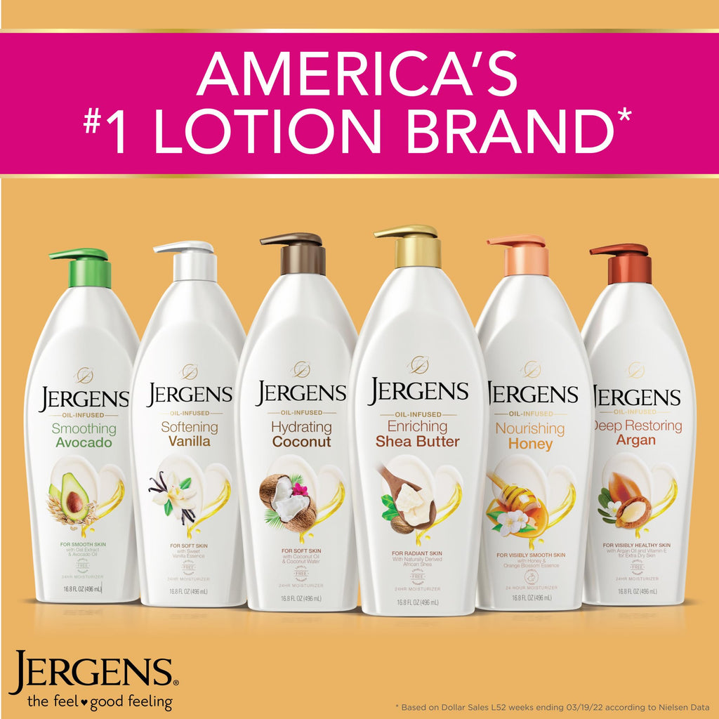 Jergens Shea Butter Body Lotion, Deep Moisturizer for Dry Skin, 16.8 fl oz