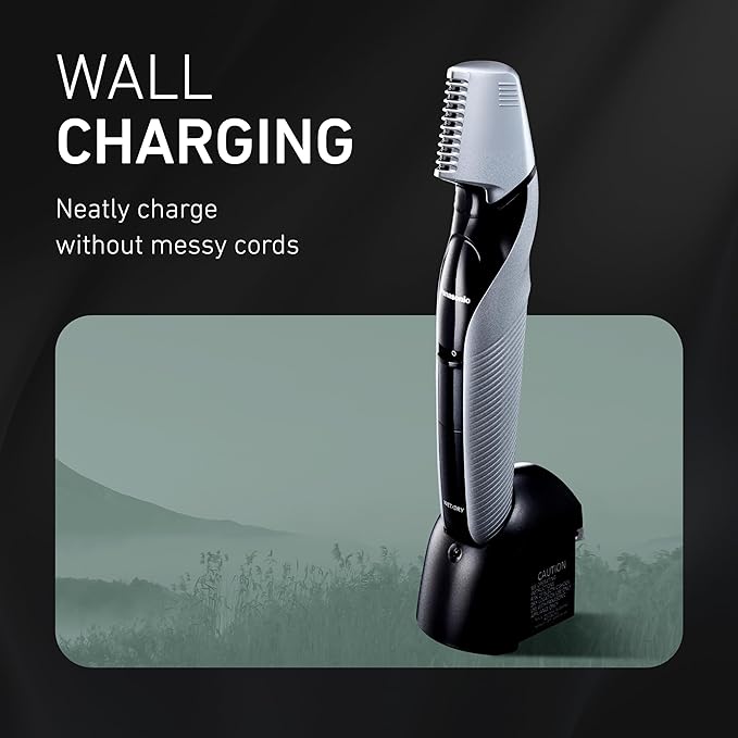 Panasonic Electric Body Trimmer for Men, Cordless Washable Wet Dry Groomer with 3 Comb Attachments, Black ER-GK60-S