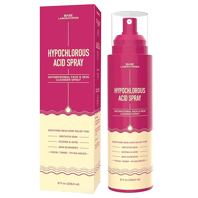 BASE LABORATORIES Hypochlorous Acid Spray for Face & Skin | 8oz | Facial Spray Daily Skin Repair Solution for Sensitive Skin, Redness, Irritations, Eczema | Hypochlrous HOCL Molecule | 2PK