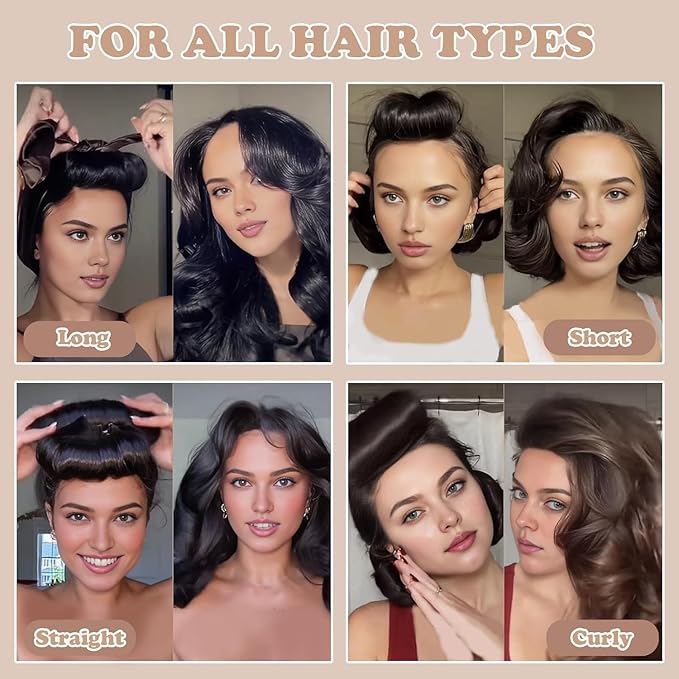 RBNN Heatless Hair Curlers, Satin Foam Rollers, Overnight Curling Rods for Long Hair, 5 Count (Khaki)