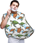 Beard Hair Catcher for Men, Waterproof Shaving Bib Apron Non-Stick, Trimming Tool for Dad Husband, Great Ocean Wave Sea Turtles Shave Bib