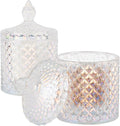 2 Pack Qtip Holder Apothecary Jars with Lid, Thick Glass, Iridescent Clear