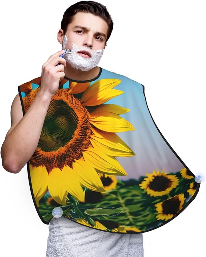 Tea Cups With Roses Romantic Shabby Print Beard Bib Shaving Apron, Beard Hair Trimming Cape Gift For Dad