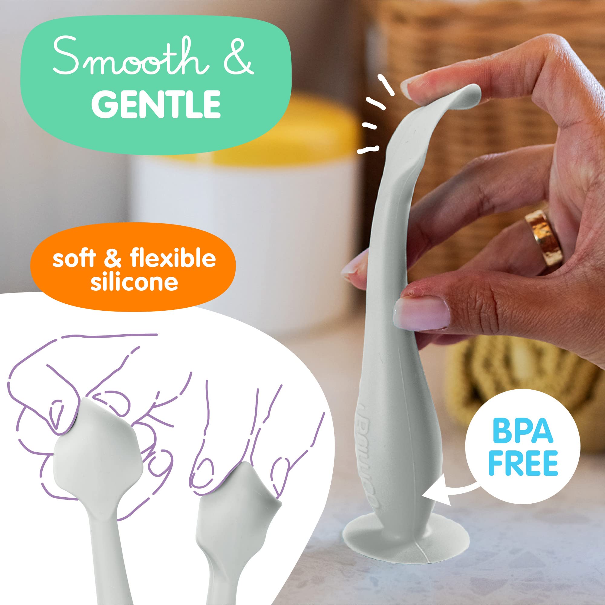 Bumco Baby Bum Brush - Flexible Diaper Cream Spatula Applicator (Gray)