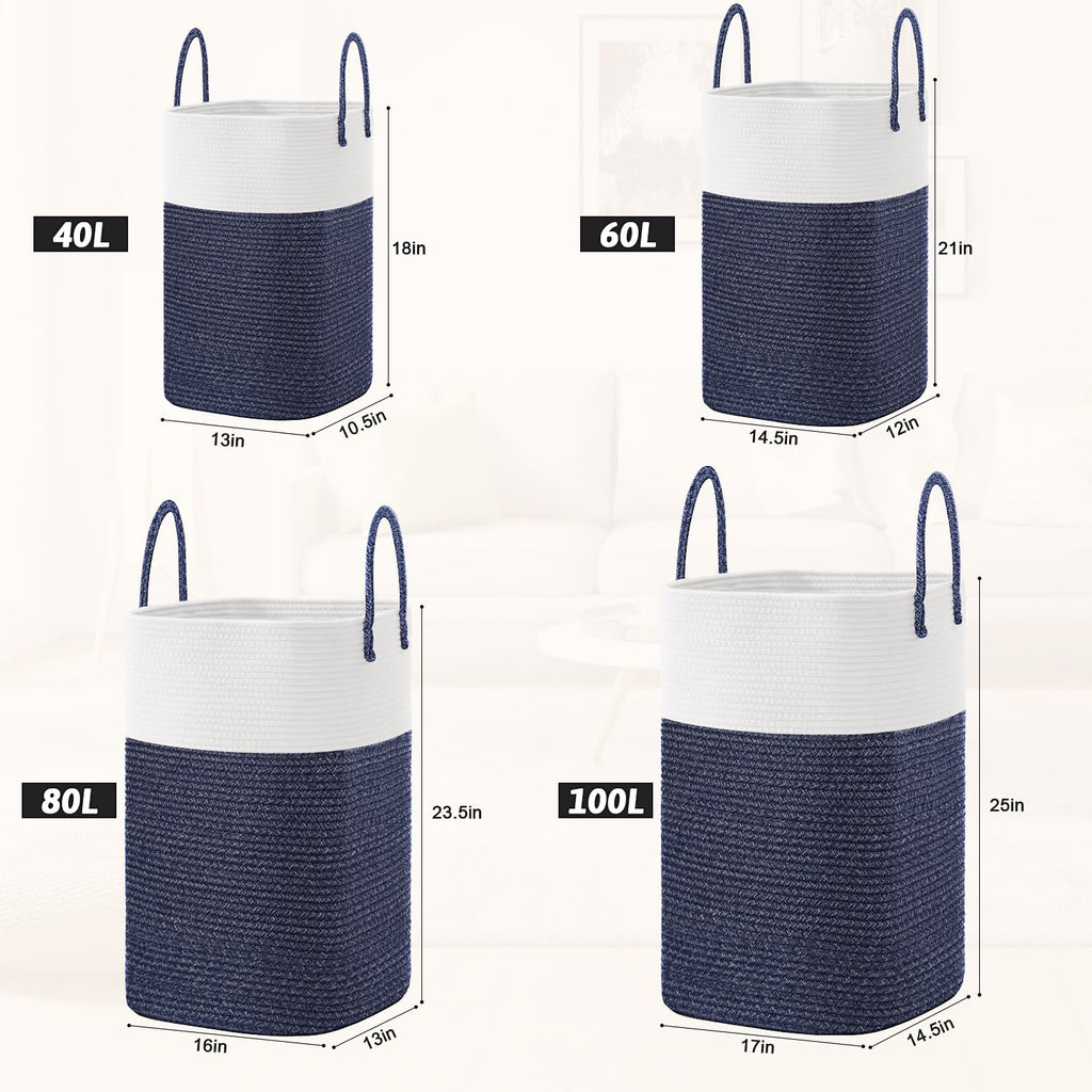 Artfeel Laundry Basket,Woven Cotton Rope Laundry Hamper,60L Versatile Storage for Dirty Clothes,Baby Toys,and Blankets in Bathroom, Nursery,and Living Room