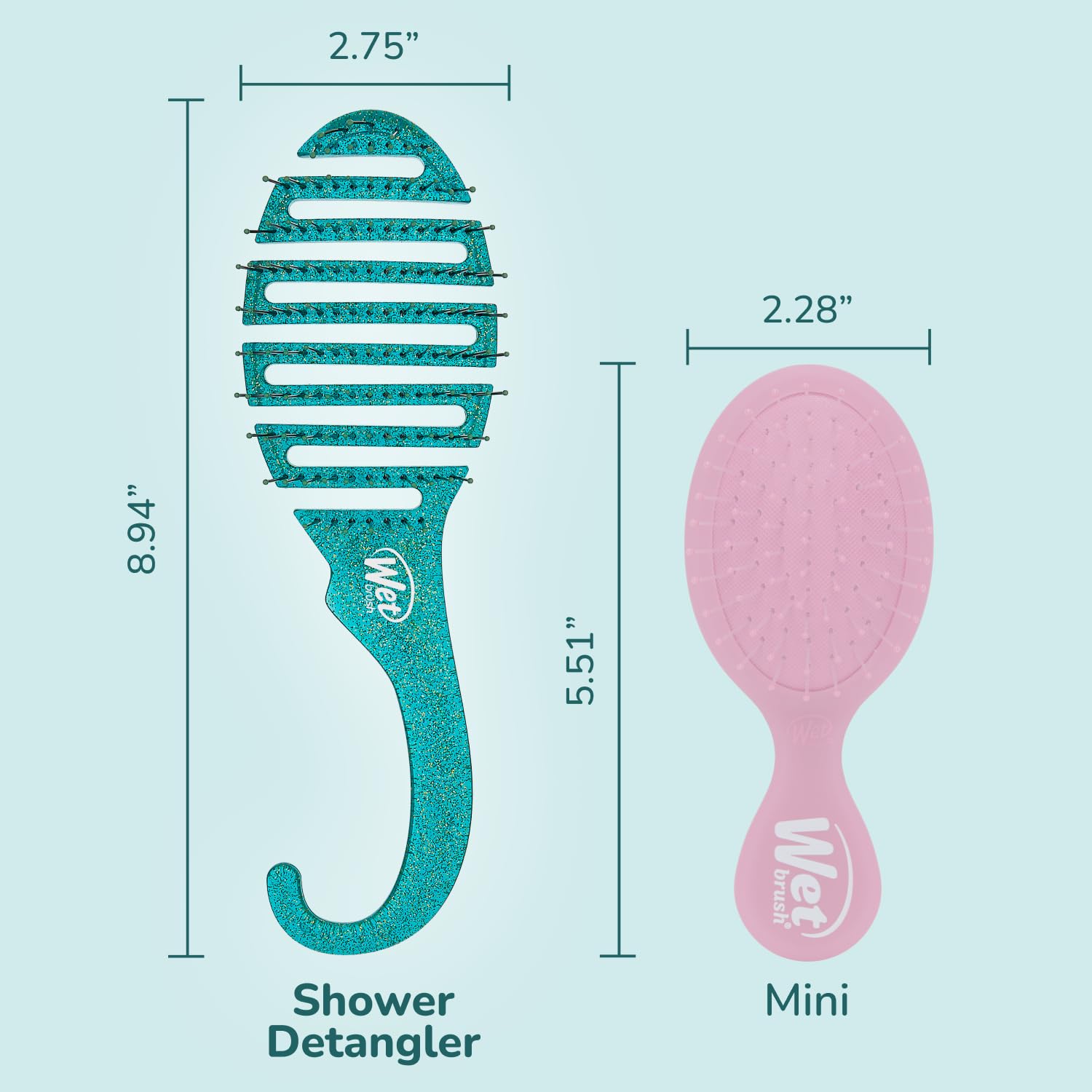 Wet Brush Shower Hair Brush Detangler - Exclusive Ultra-soft IntelliFlex Bristles - Minimizes Pain And Protects Against Split Ends & Breakage - Comb For Women, Men, Wet & Dry Hair - Green Glitter