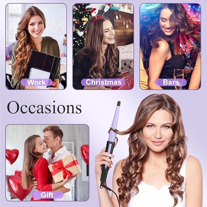 Hair Curling Iron,Curling Wand 0.5-1",210℃ for Classic Curls&Natural Waves