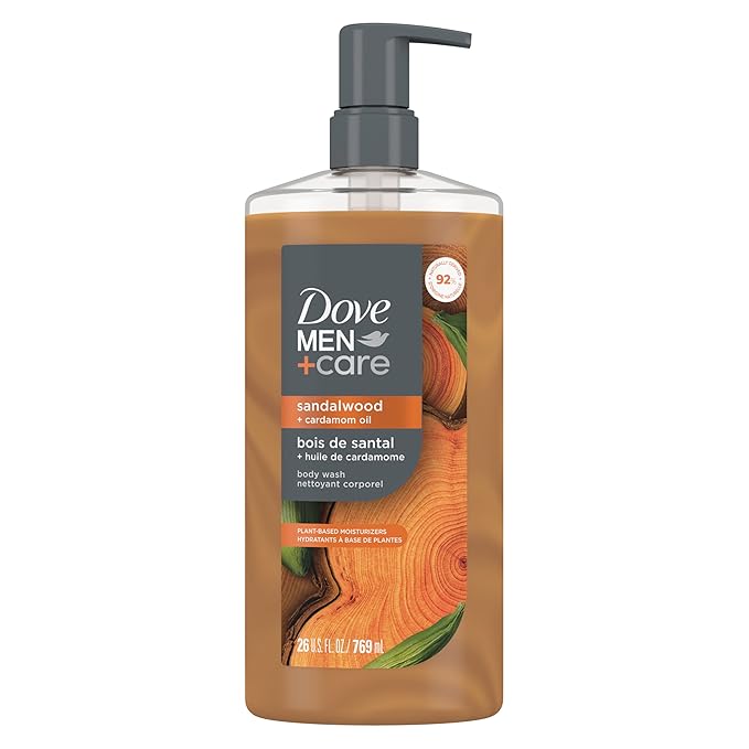 DOVE MEN Moisturizing Body Wash for Men, Sandalwood + Cardamom Oil, 26oz