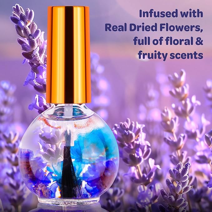 Cuticle Oil, Lavender Cuticle Nail Oil Infused with Real Flowers 15ml