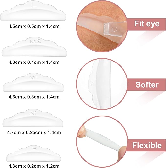 20Pcs Silicone Lash Lift Rods and 30Pcs Y Shape Eyelash Lift Brush, Clear