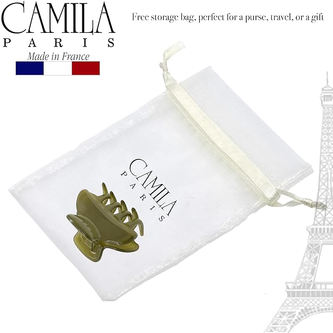 Camila Paris CP3552 French Hair Clip for Women, Small, Green 2.5 Inch Girls Hair Claw Clips Jaw Fashion Durable Styling Hair Accessories for Women, Strong Hold No Slip Grip, Made in France